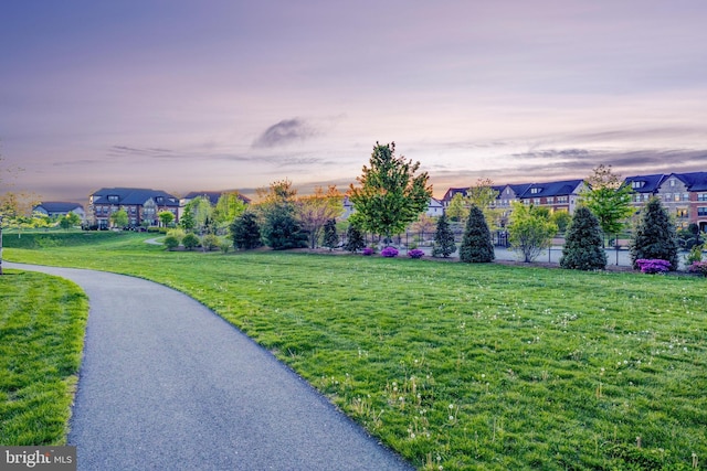 surrounding community featuring a lawn and a residential view
