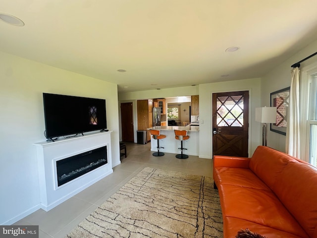 481 Laudermilch Rd, Hershey, PA 17033 - living area with light tile patterned floors, baseboards, and a glass covered fireplace