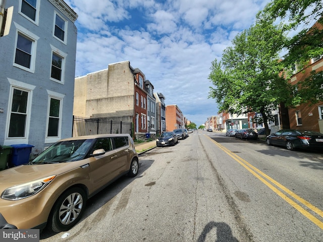 view of street featuring a residential view