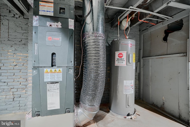 utilities featuring water heater and heating unit