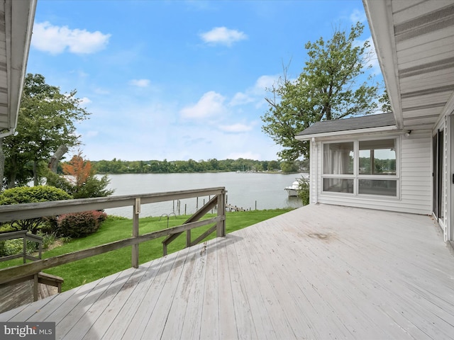 1924 Hidden Point Rd, Annapolis, MD 21409 - wooden deck featuring a water view and a lawn