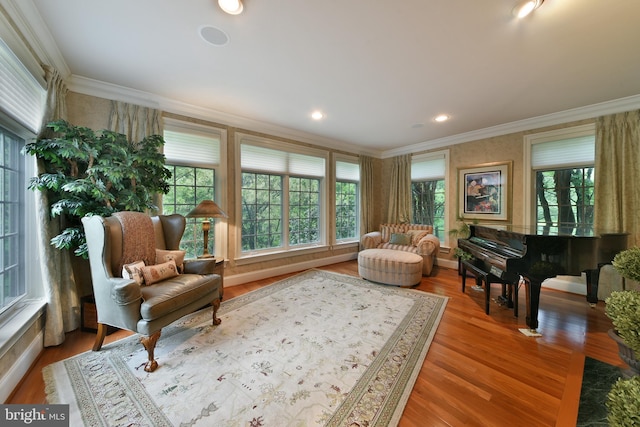 1389 Lamplighter Cir, Gwynedd, PA 19436 - sitting room featuring crown molding, plenty of natural light, wood finished floors, and recessed lighting