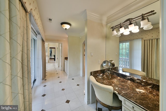 1389 Lamplighter Cir, Gwynedd, PA 19436 - bathroom featuring crown molding, tile patterned flooring, and baseboards