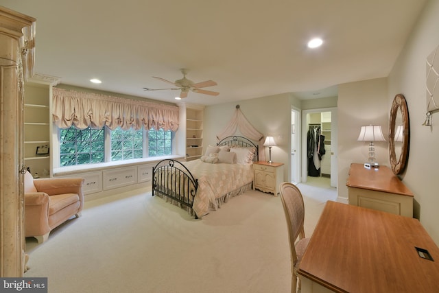 1389 Lamplighter Cir, Gwynedd, PA 19436 - bedroom with a spacious closet, carpet, recessed lighting, ceiling fan, and a closet