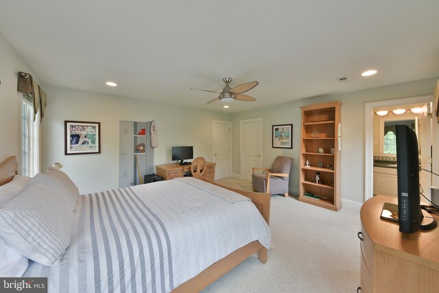 1389 Lamplighter Cir, Gwynedd, PA 19436 - bedroom featuring carpet, recessed lighting, multiple windows, and ceiling fan