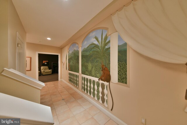 1389 Lamplighter Cir, Gwynedd, PA 19436 - hallway featuring tile patterned floors, recessed lighting, and baseboards