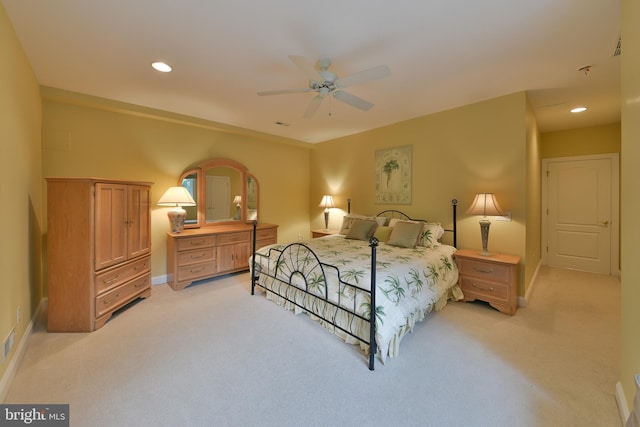 1389 Lamplighter Cir, Gwynedd, PA 19436 - bedroom with light colored carpet, baseboards, recessed lighting, and ceiling fan