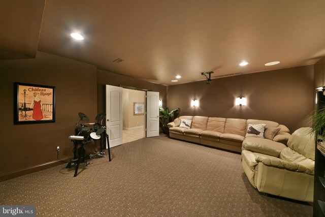 1389 Lamplighter Cir, Gwynedd, PA 19436 - home theater with recessed lighting, baseboards, and carpet