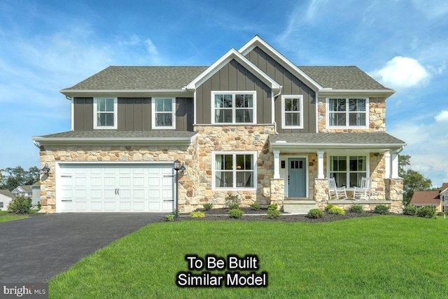 2267 Warrensville Rd Lot 3, Montoursville, PA 17754 - craftsman house featuring a porch, aphalt driveway, stone siding, and board and batten siding