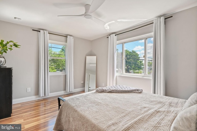 6526 N Capitol St NW, Washington, DC 20012 - bedroom featuring light wood-style floors, baseboards, and ceiling fan