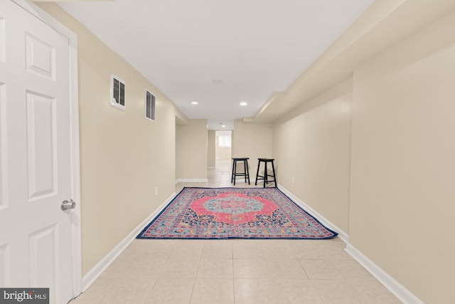 2133 Bolton St, Baltimore, MD 21217 - corridor with tile patterned floors, recessed lighting, and baseboards