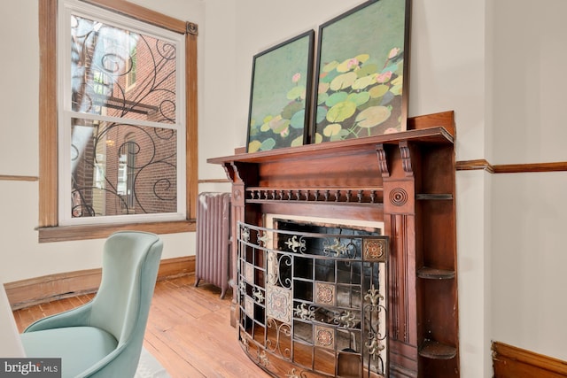 2133 Bolton St, Baltimore, MD 21217 - office featuring hardwood / wood-style floors and radiator heating unit