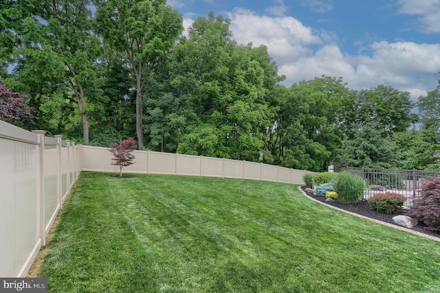 view of yard featuring a fenced backyard