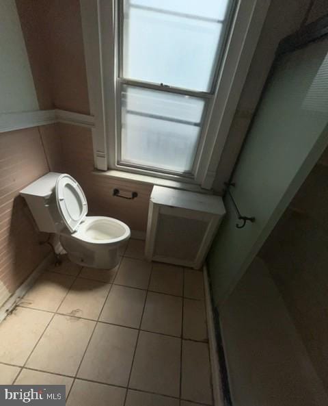 bathroom with plenty of natural light, tile patterned flooring, and toilet