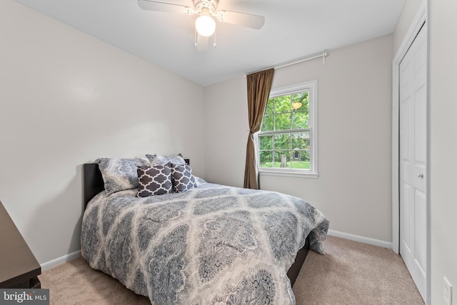 9518 Center St, Vienna, VA 22181 - bedroom with carpet, baseboards, a ceiling fan, and a closet