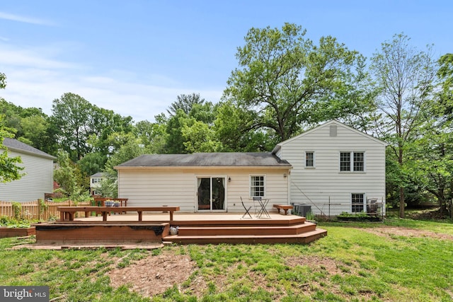 9518 Center St, Vienna, VA 22181 - rear view of property featuring central air condition unit and a wooden deck