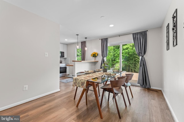 9518 Center St, Vienna, VA 22181 - dining space featuring light wood-style flooring, baseboards, and recessed lighting