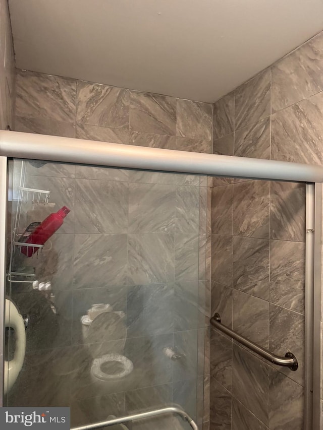 bathroom featuring a shower stall