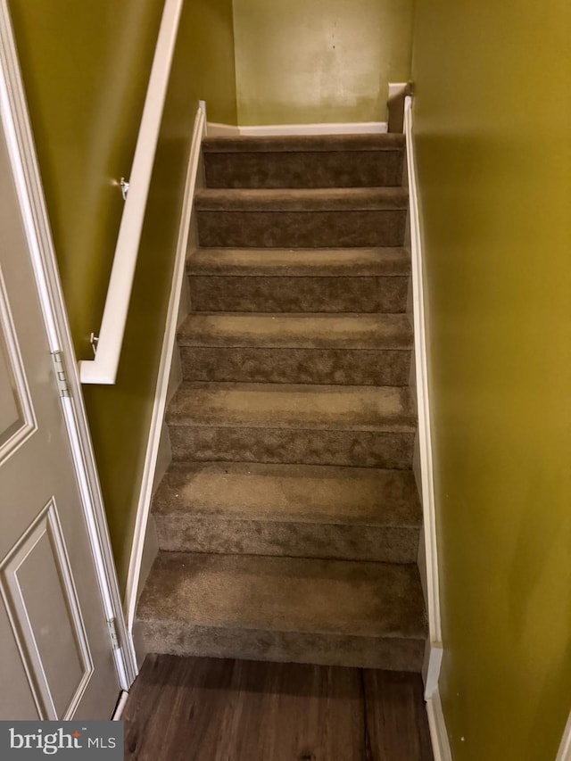 staircase featuring wood finished floors