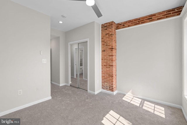722 S Clinton St, Baltimore, MD 21224 - unfurnished bedroom with carpet, a closet, a ceiling fan, and baseboards