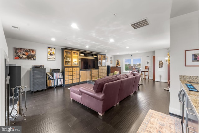 724 E Howell Ave, Alexandria, VA 22301 - living area featuring recessed lighting, baseboards, and dark wood-style flooring