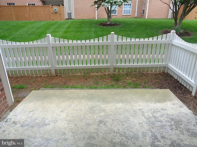 view of yard featuring a patio area and a fenced backyard