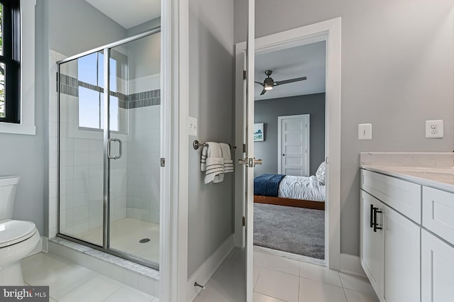 3015 Friends Rd, Annapolis, MD 21401 - full bath with toilet, baseboards, a stall shower, connected bathroom, and tile patterned floors