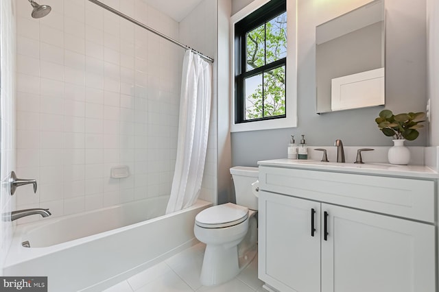 3015 Friends Rd, Annapolis, MD 21401 - full bathroom with toilet, tile patterned floors, shower / tub combo with curtain, and vanity