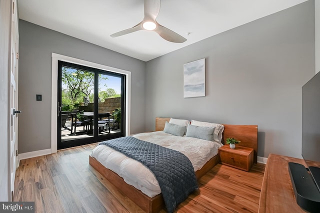 3015 Friends Rd, Annapolis, MD 21401 - bedroom with access to outside, light wood-style flooring, baseboards, and ceiling fan