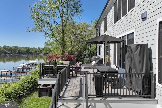3015 Friends Rd, Annapolis, MD 21401 - wooden deck featuring a water view and area for grilling