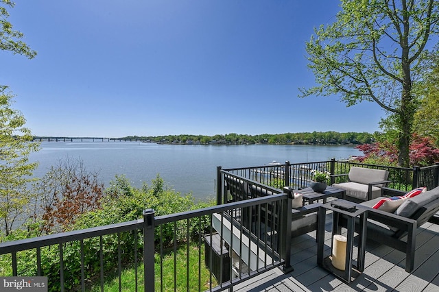 3015 Friends Rd, Annapolis, MD 21401 - wooden terrace featuring a water view and outdoor lounge area