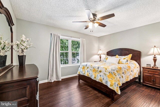 3901 Golf Tee Ct Unit 301, Fairfax, VA 22033 - bedroom featuring dark wood finished floors, a textured ceiling, baseboards, and a ceiling fan