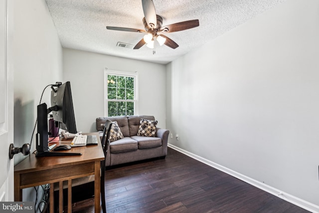 3901 Golf Tee Ct Unit 301, Fairfax, VA 22033 - office space featuring a ceiling fan, dark wood-type flooring, a textured ceiling, and baseboards