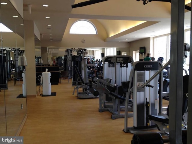 3901 Golf Tee Ct Unit 301, Fairfax, VA 22033 - exercise room with healthy amount of natural light, recessed lighting, and wood finished floors