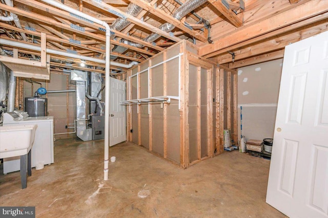 6343 Wind Rider Way, Columbia, MD 21045 - unfinished below grade area with independent washer and dryer, heating unit, and water heater