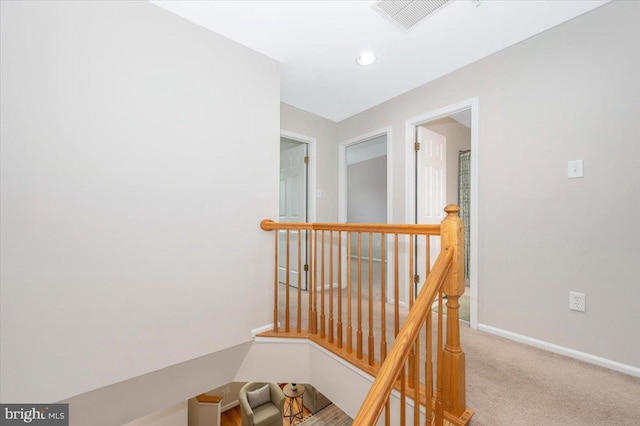 6343 Wind Rider Way, Columbia, MD 21045 - stairway featuring carpet and recessed lighting