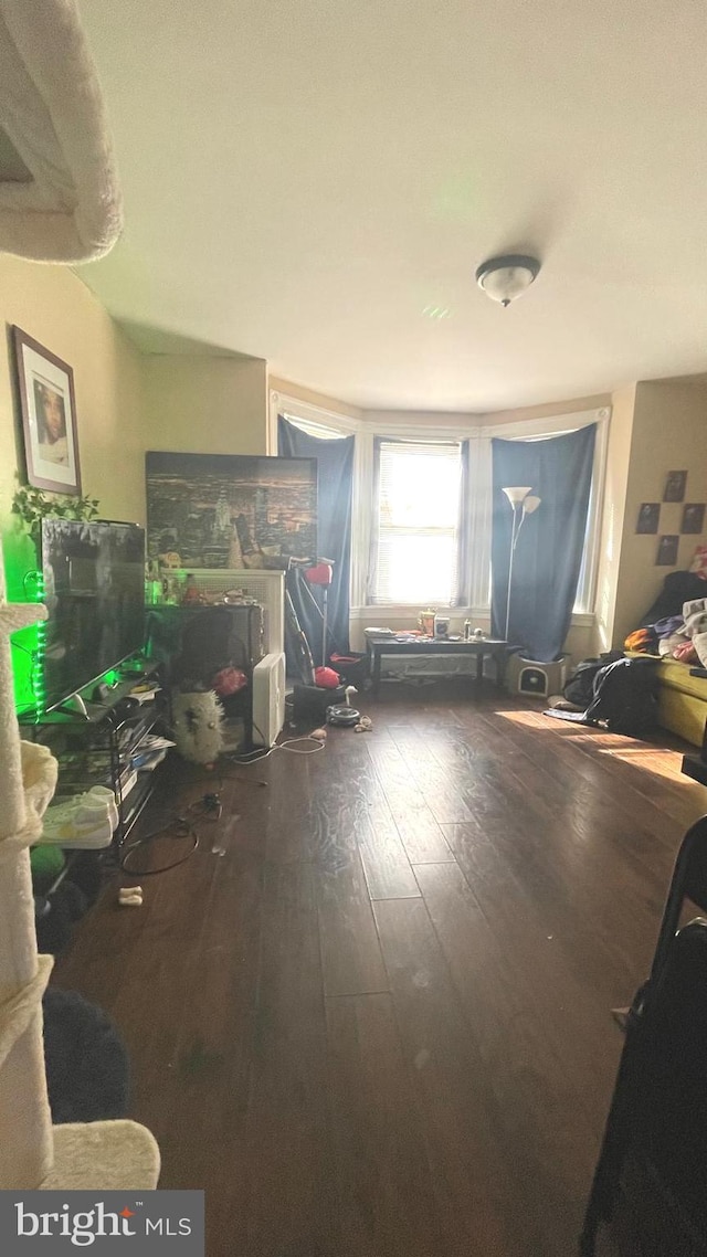 living area with hardwood / wood-style flooring