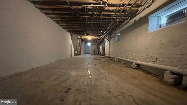 basement with water heater