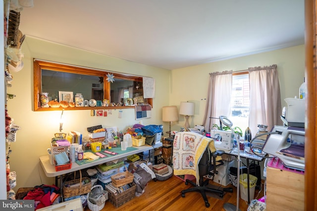 office space featuring wood finished floors