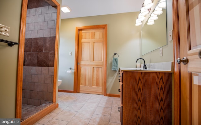 97 Heverly Ln, Beech Creek, PA 16822 - full bath featuring toilet, a tile shower, tile patterned floors, baseboards, and vanity