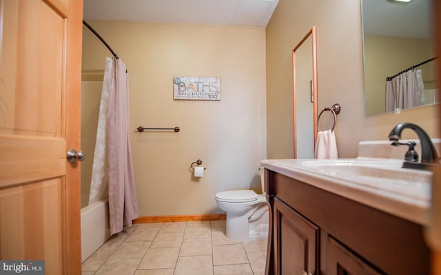 97 Heverly Ln, Beech Creek, PA 16822 - full bathroom with toilet, shower / bath combo, baseboards, tile patterned flooring, and vanity