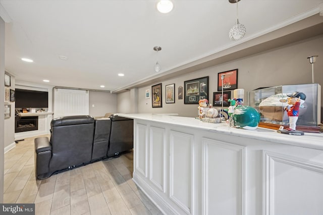 2935 S 13th St, Philadelphia, PA 19148 - bar with recessed lighting, pendant lighting, and light wood finished floors