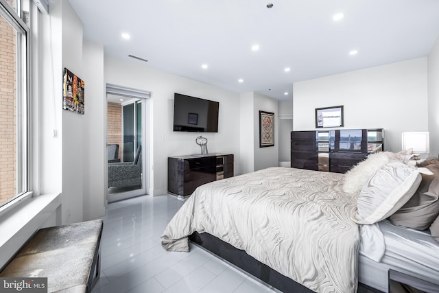 100 Harborview Dr Unit 2107, Baltimore, MD 21230 - bedroom with recessed lighting, access to exterior, and tile patterned flooring