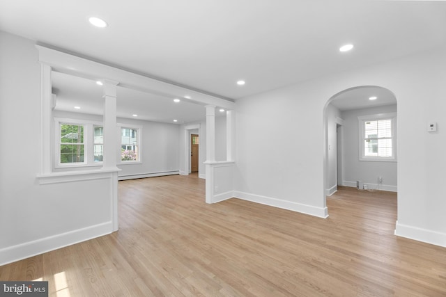 14 Titus Ave, Lawrence, NJ 08648 - unfurnished room featuring baseboard heating, healthy amount of natural light, light wood-style floors, recessed lighting, and baseboards