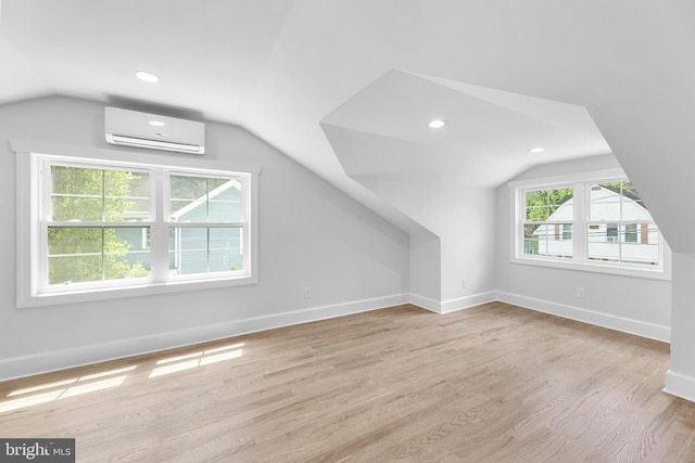 14 Titus Ave, Lawrence, NJ 08648 - bonus room featuring a wall mounted air conditioner, lofted ceiling, baseboards, light wood-style flooring, and recessed lighting