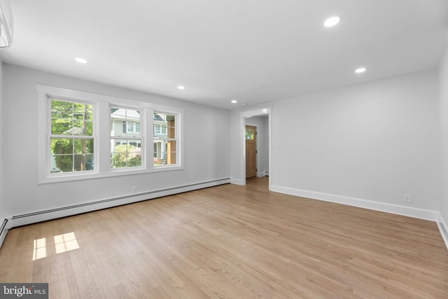 14 Titus Ave, Lawrence, NJ 08648 - empty room with light wood-type flooring, recessed lighting, baseboards, and baseboard heating