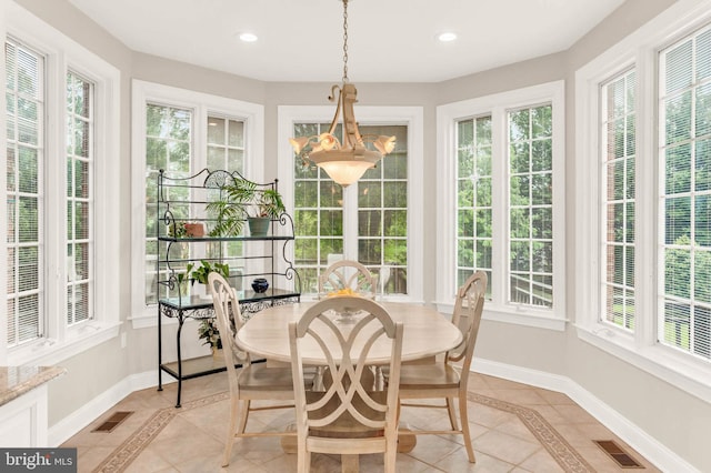 13457 Charolais Ct, Highland, MD 20777 - sunroom / solarium with inlaid floor details, baseboards, tile patterned flooring, and recessed lighting