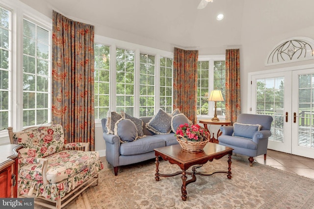 13457 Charolais Ct, Highland, MD 20777 - sunroom / solarium with french doors, plenty of natural light, tile patterned floors, and recessed lighting