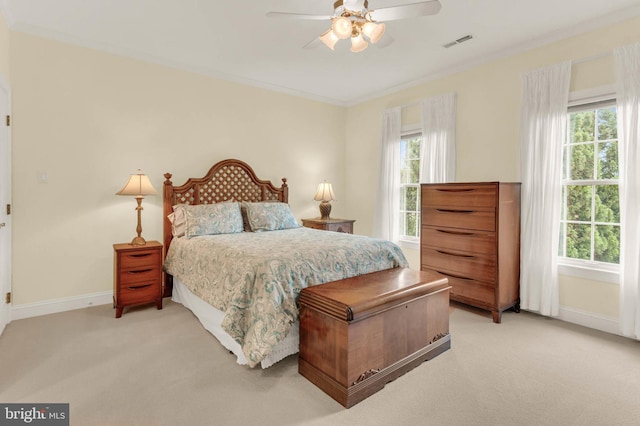 13457 Charolais Ct, Highland, MD 20777 - bedroom featuring light carpet, multiple windows, ornamental molding, and baseboards