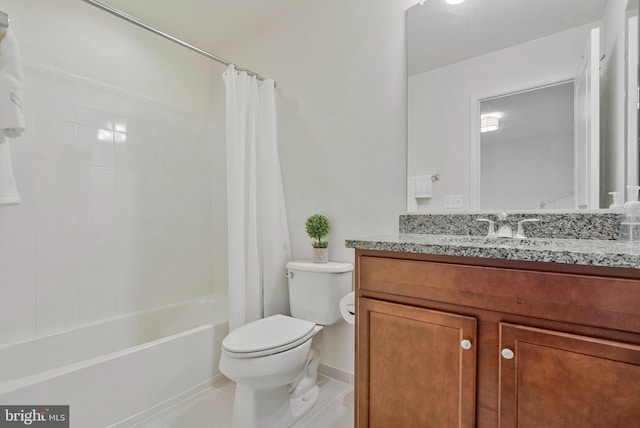 42248 Lancaster Woods Sq, Chantilly, VA 20152 - full bathroom featuring toilet, tile patterned flooring, vanity, and shower / tub combo with curtain